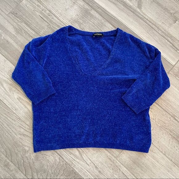 Express Blue Drapey Sweater - Picture 2 of 6